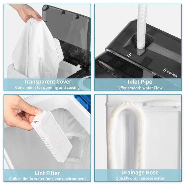 Semi-automatic Twin Tub Washing Machine, White & Black R27103