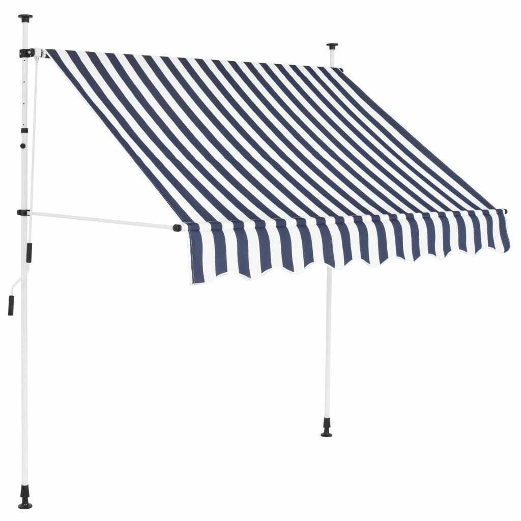 Manual Retractable Awning 78.7" Blue and White Stripes C540