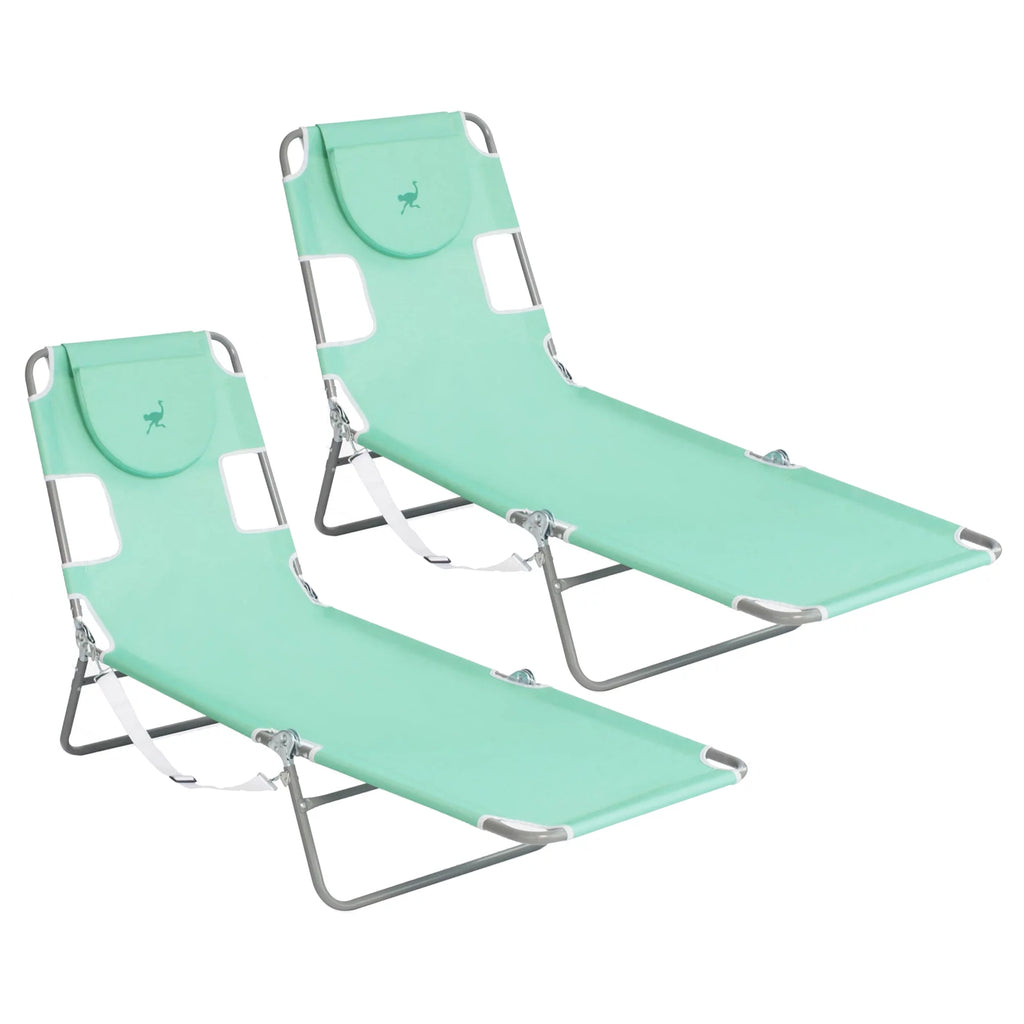 Teal Folding Chaise Lounge Chair 2 Pack F54884