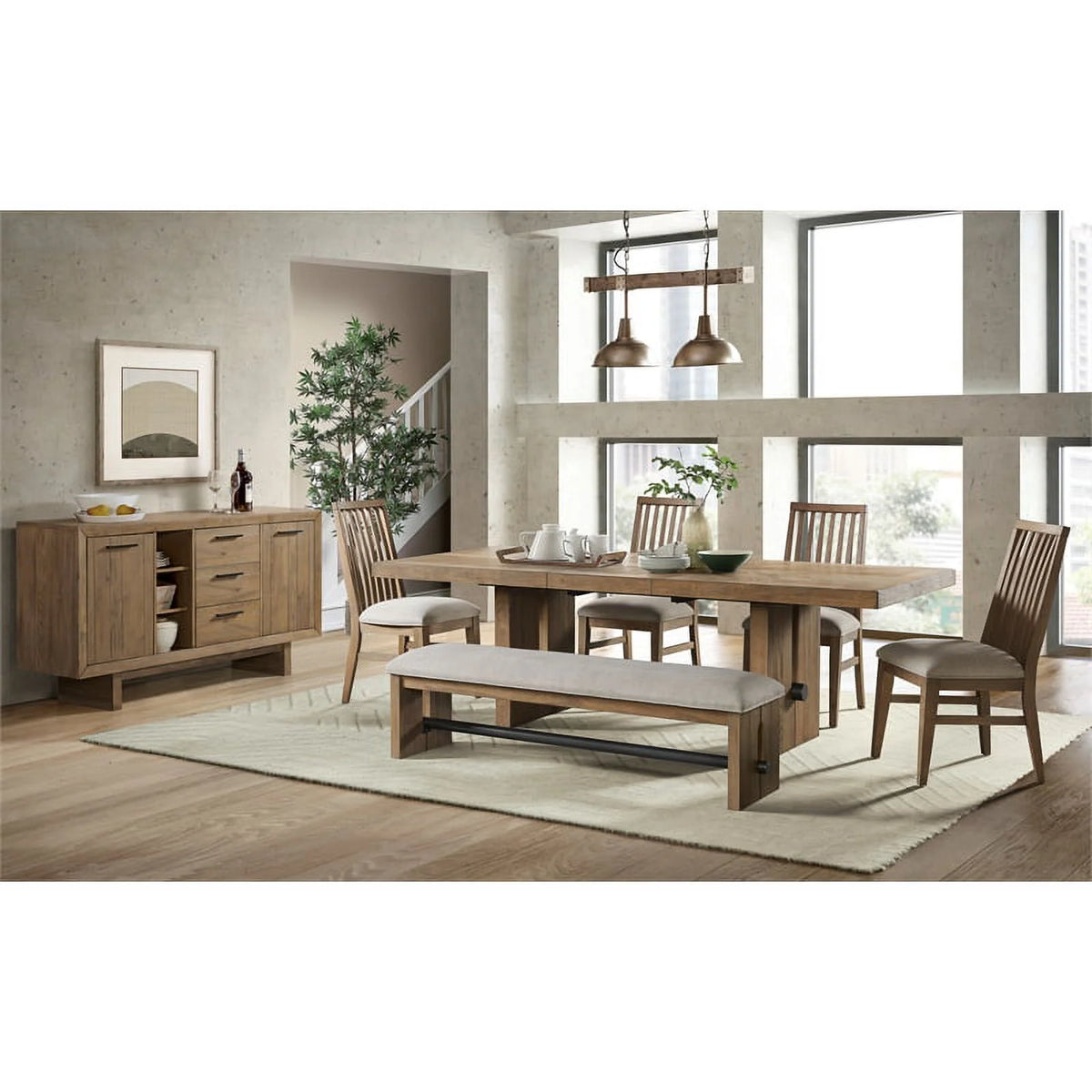 Oak Wood Backless Bench U218919