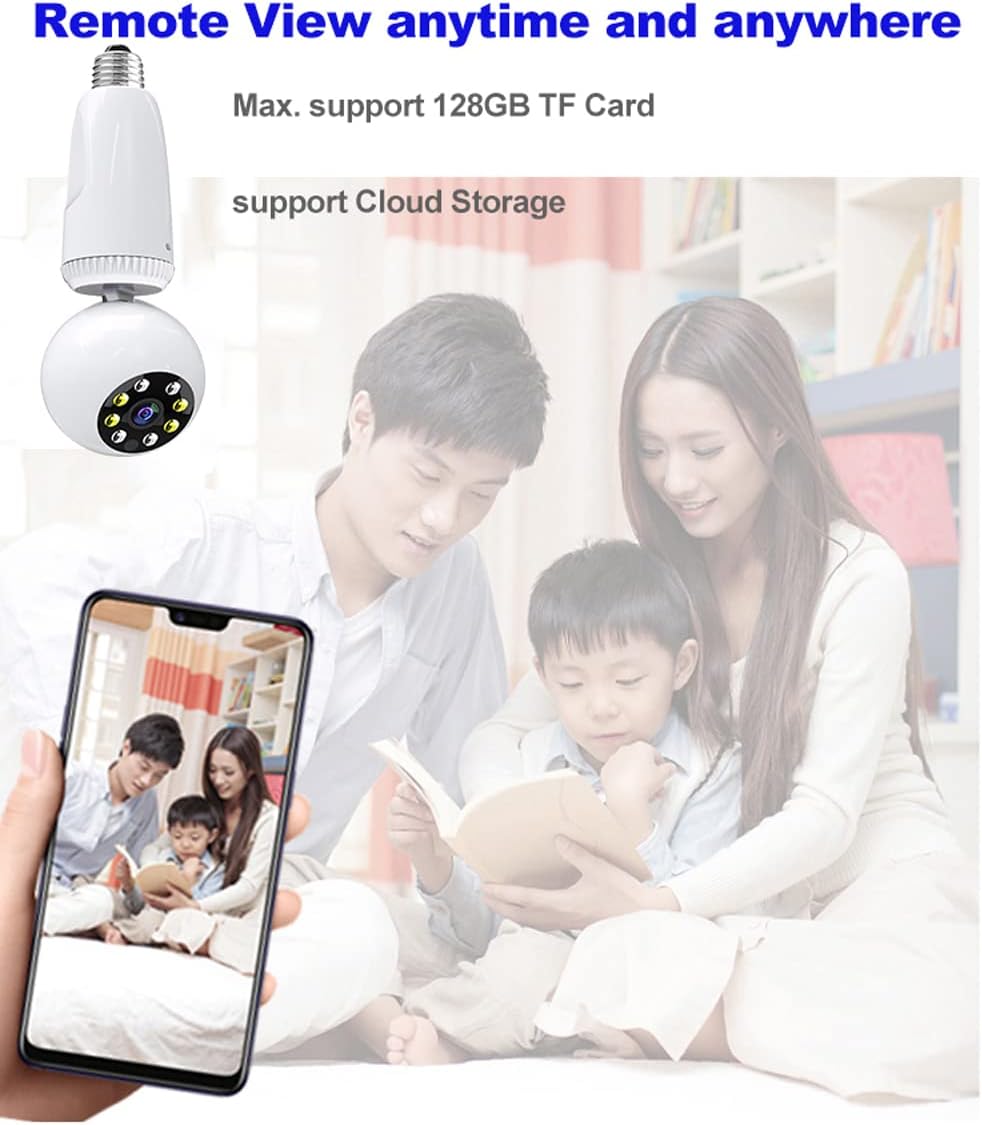 2MP 1080P Wireless Lightbulb Powered PTZ Security Camera with E27 Bulb Connector, Pack of 2 I44126