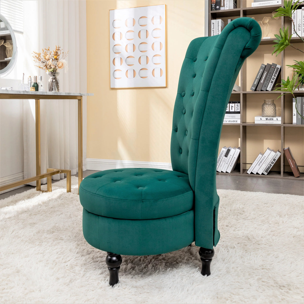 Green Velvet High Back Vanity Chair J996