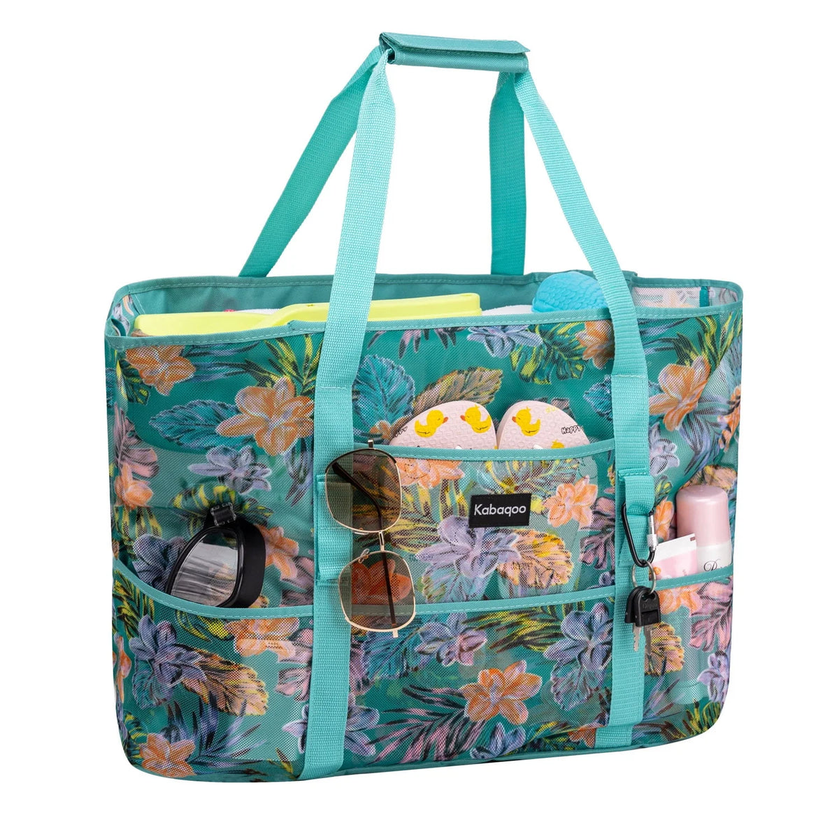 Orange Mesh Tote Bag with Zip and Pocket B1513