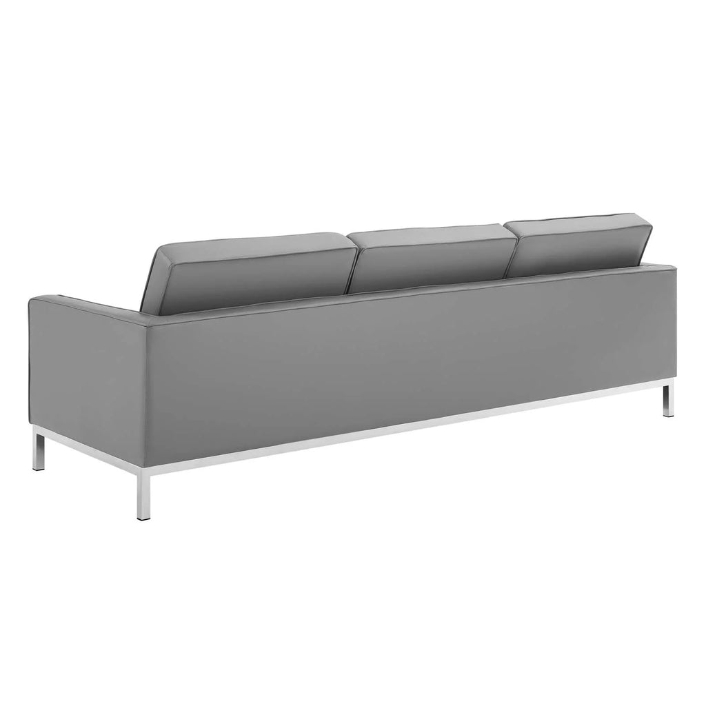 Gray Faux Leather Sofa F8710