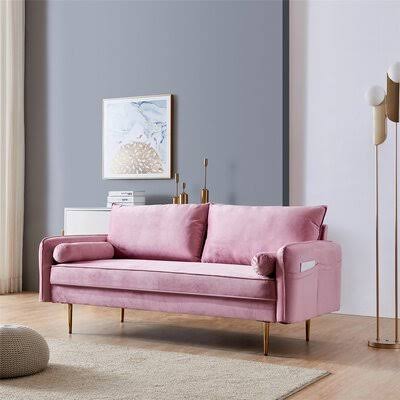 Pink Velvet Square Arm Sofa K45708