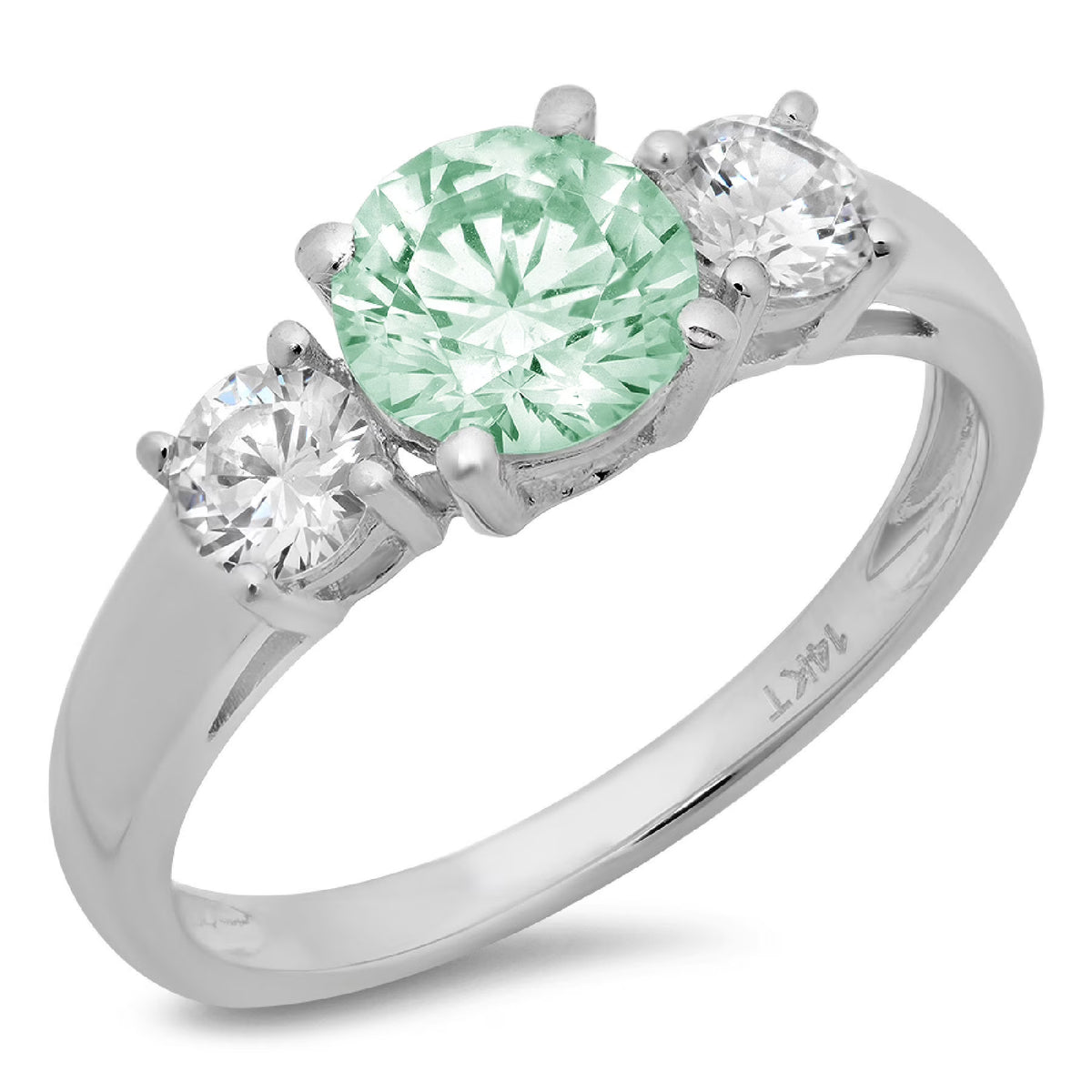 1.5ct Round Cut Blue Moissanite 18k White Gold 3 Stone Ring K71595