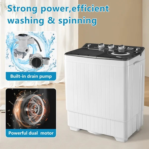 Semi-automatic Twin Tub Washing Machine, White & Black R27103