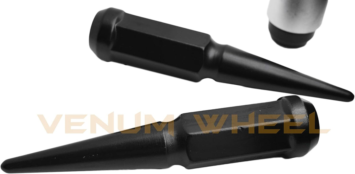 20 Pc Black Solid Spike Metal Lug Nuts with 1 Key X96879