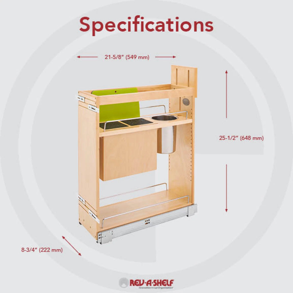 8 Inch Pullout Cabinet Organizer with Knife Block W867082