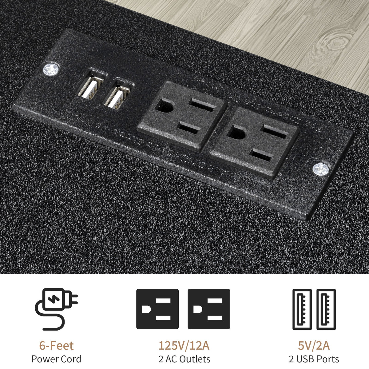 Black 4 Drawer Dresser with Power Outlets C58824