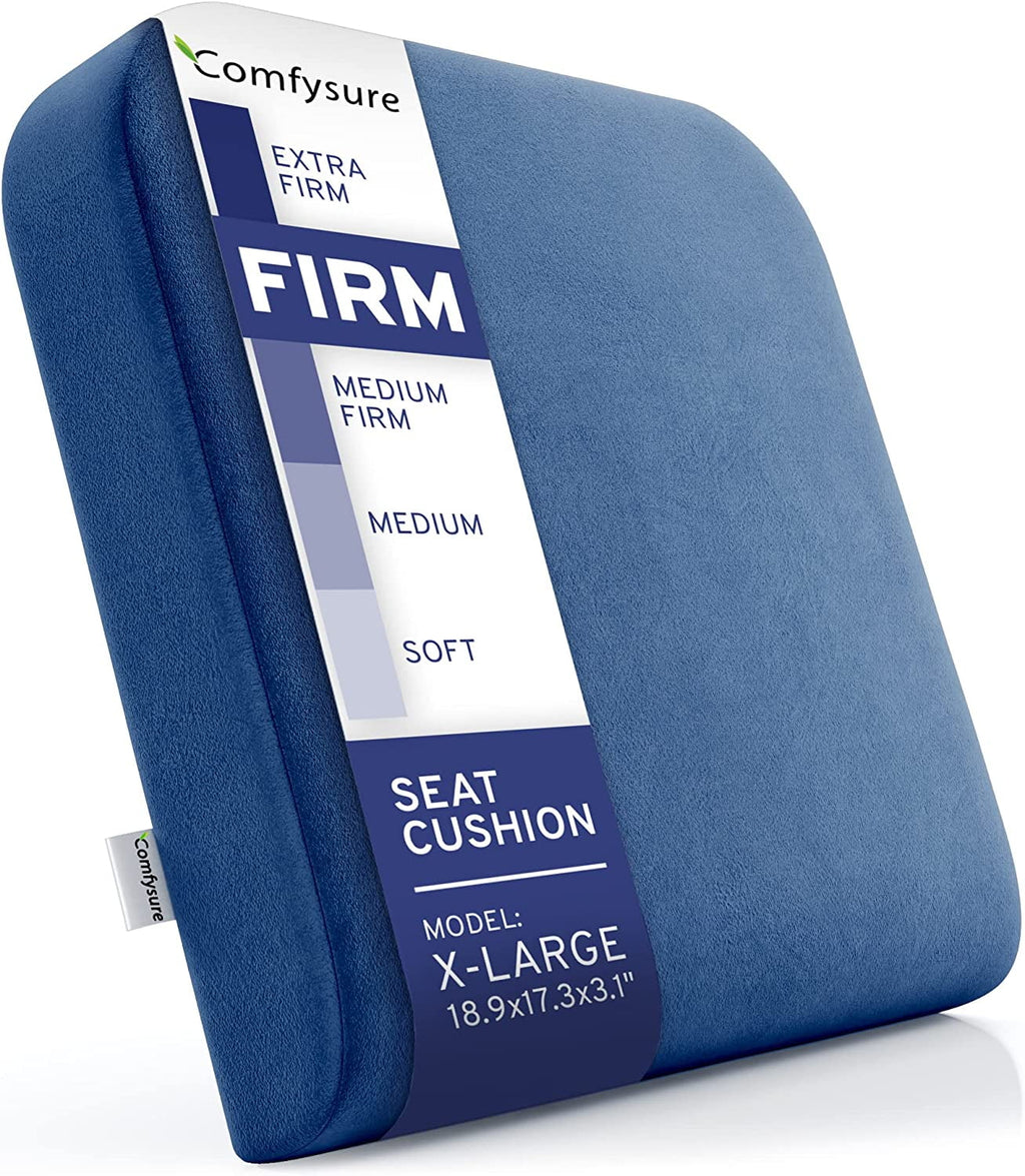 Extra Large Firm Memory Foam Seat Cushion 19x18x3" Navy V942146