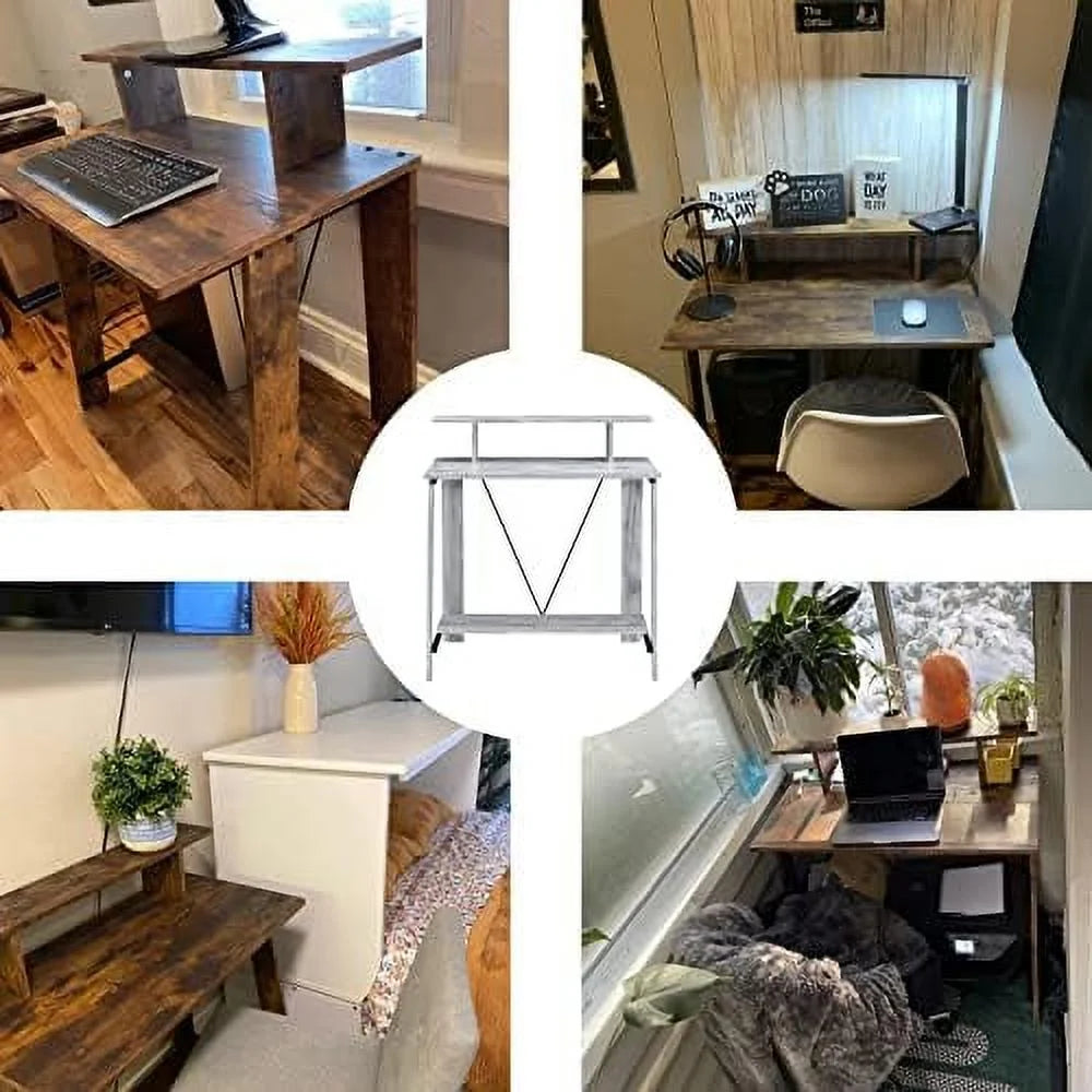 32'' Small Corner Computer Desk with Shelves U442132