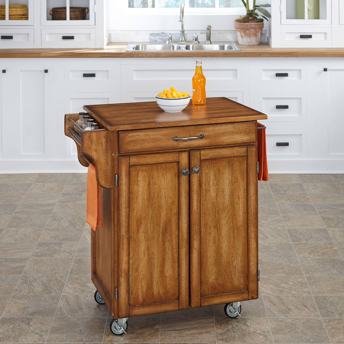 Warm Oak Kitchen Cart Q160191