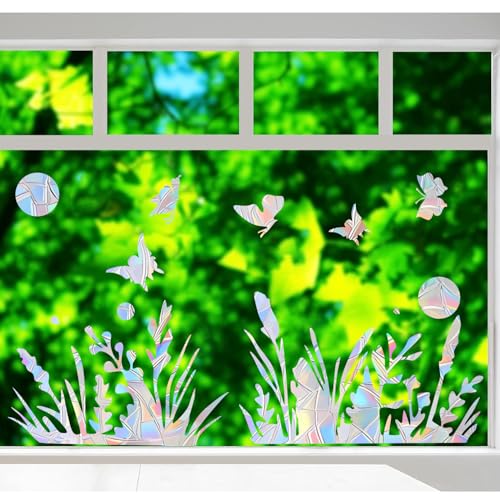 36PCS Snowflake Window Stickers Non Adhesive Prismatic Vinyl Rainbow Decals U20697