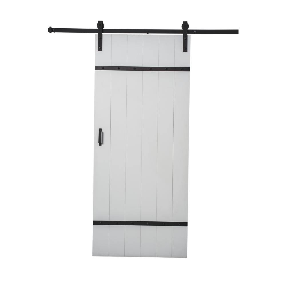 Bright White MDF Sliding Barn Door with Hardware Kit V299163