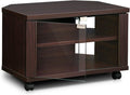 3-Tier TV Stand with Glass Doors and Casters, Espresso A637993