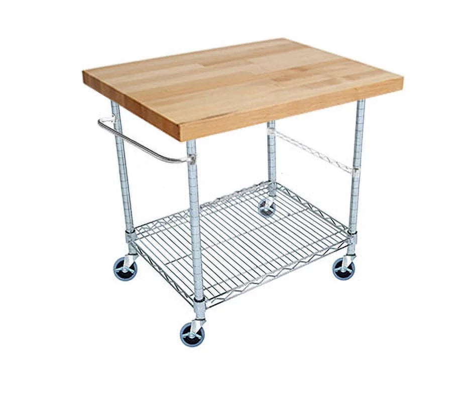2 Tier Gourmet Cart with Maple Butcher Block Top I16209