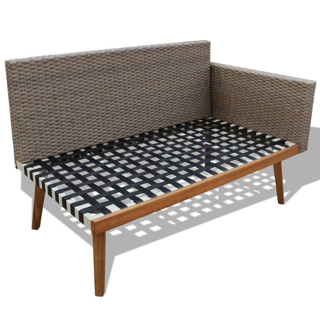 4 Piece Gray Poly Rattan Outdoor Sectional Sofa with Coffee Table and Cushions A523448