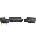 Grey Fabric Three PCS Living Room Set O448
