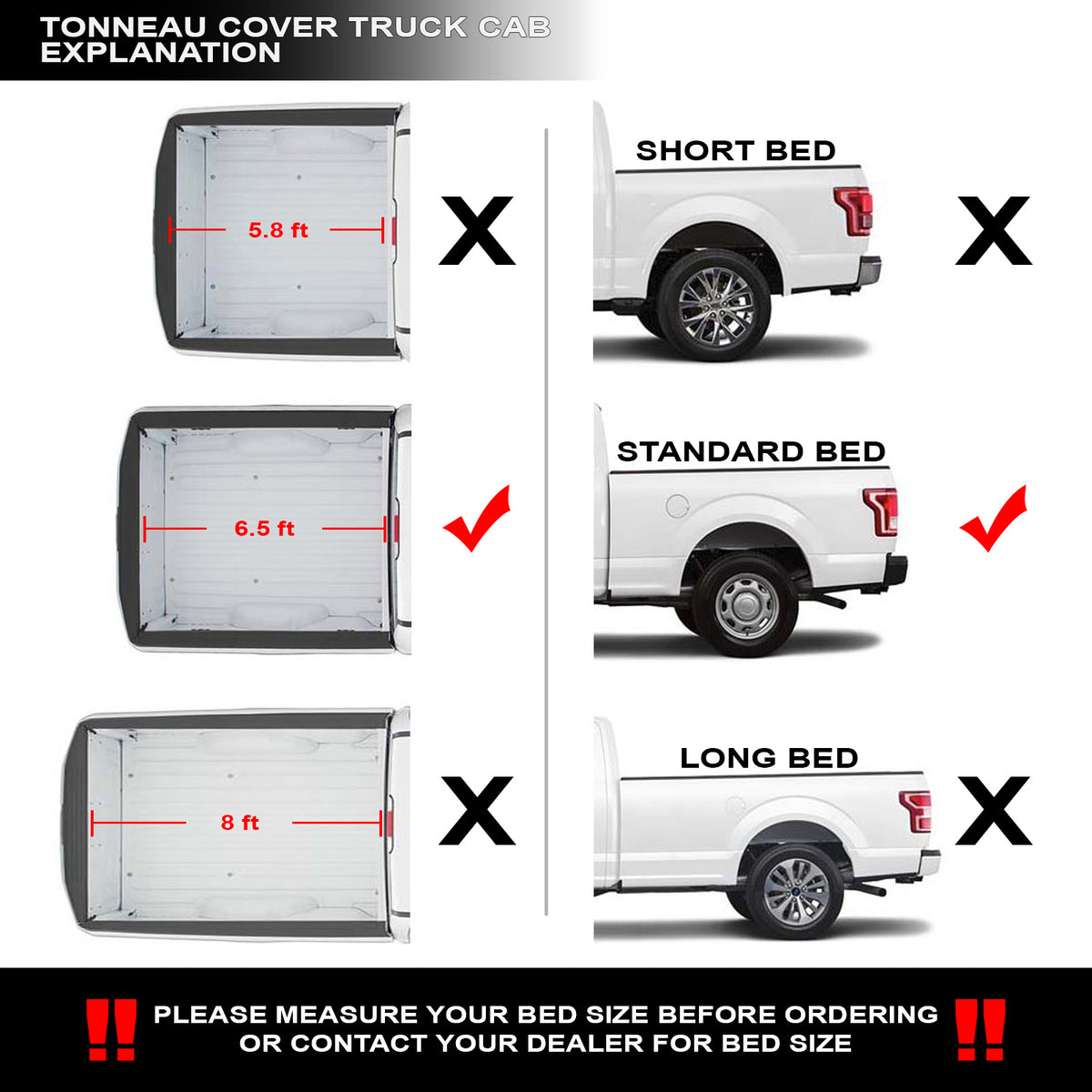 Black Hidden Snap Tonneau Cover for 6.5 Feet Bed C246