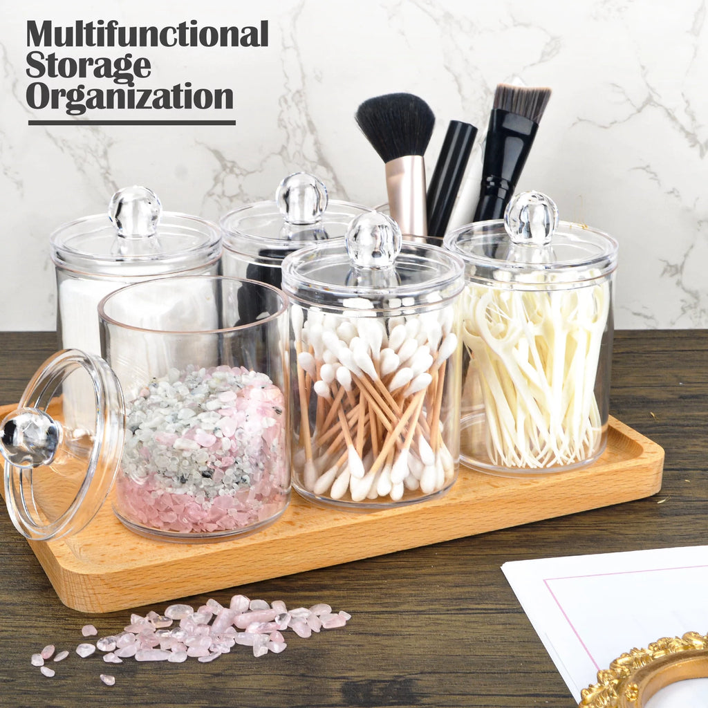 6 Pcs Cotton Swab Ball Pad Holder Clear Makeup Organizer S146