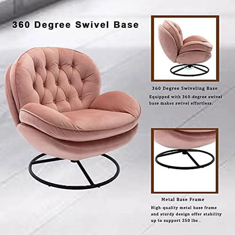 Velvet Swivel Accent Chair with Ottoman Set M458