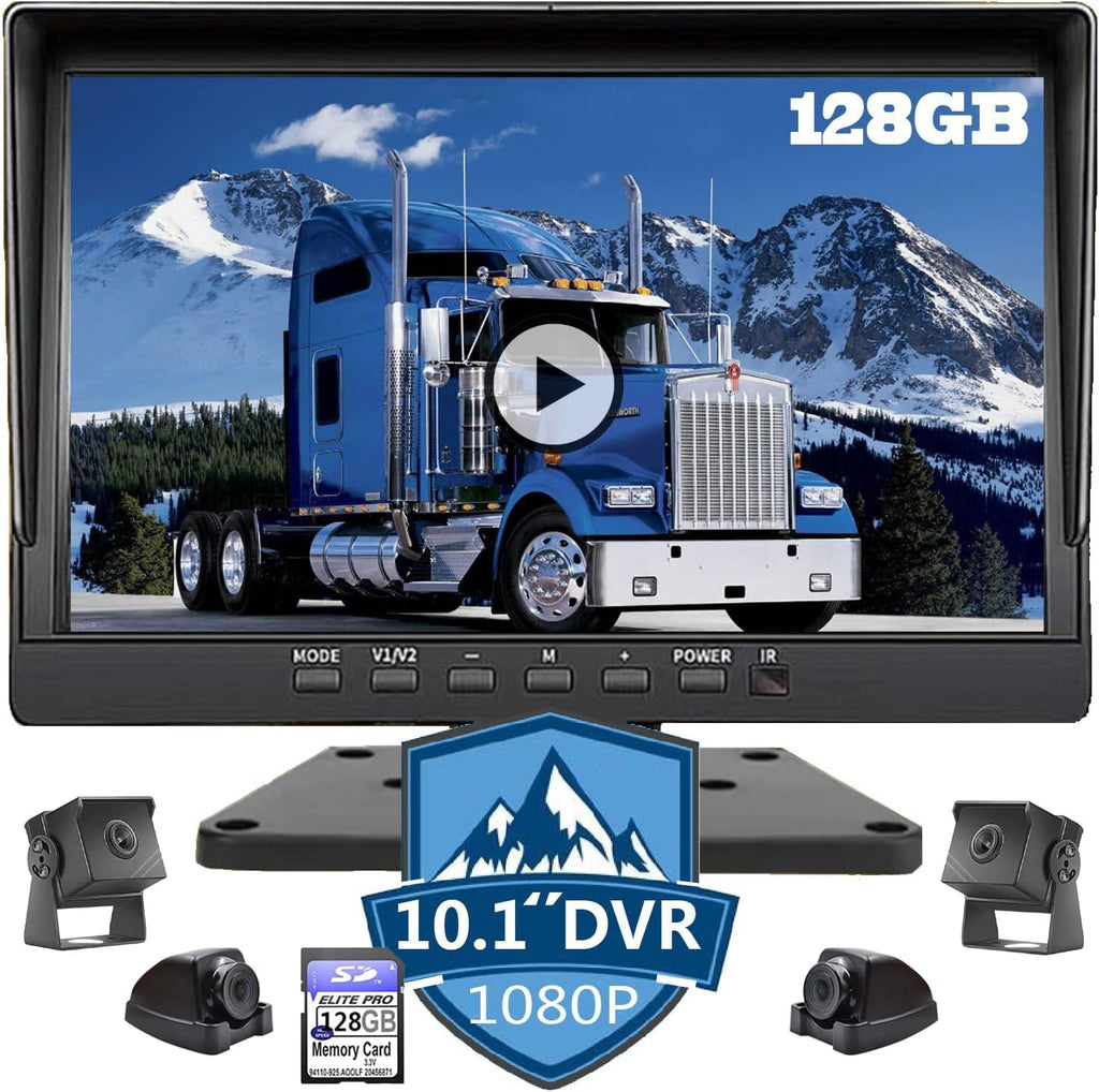 10.1 inch 1080P 4 Split Backup Camera Monitor with Built-in Recorder V702967