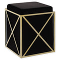 Black Velvet Square Ottoman A6439