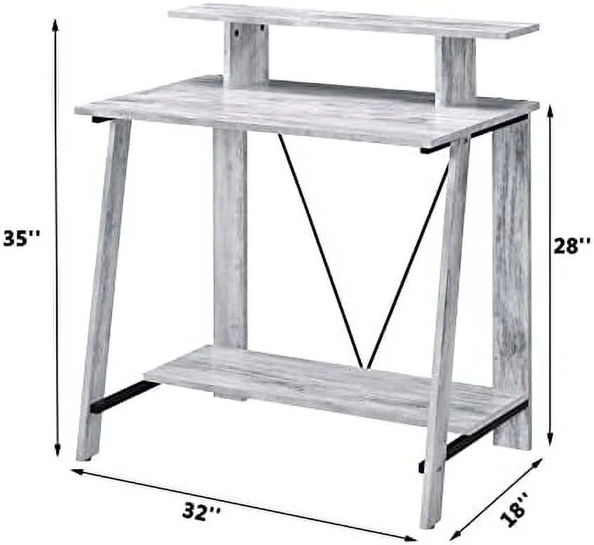 32'' Small Corner Computer Desk with Shelves U442132