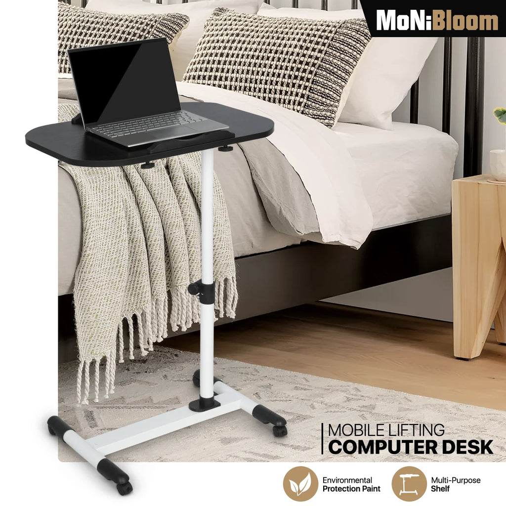White Height Adjustable Mobile Computer Desk with Casters K687985