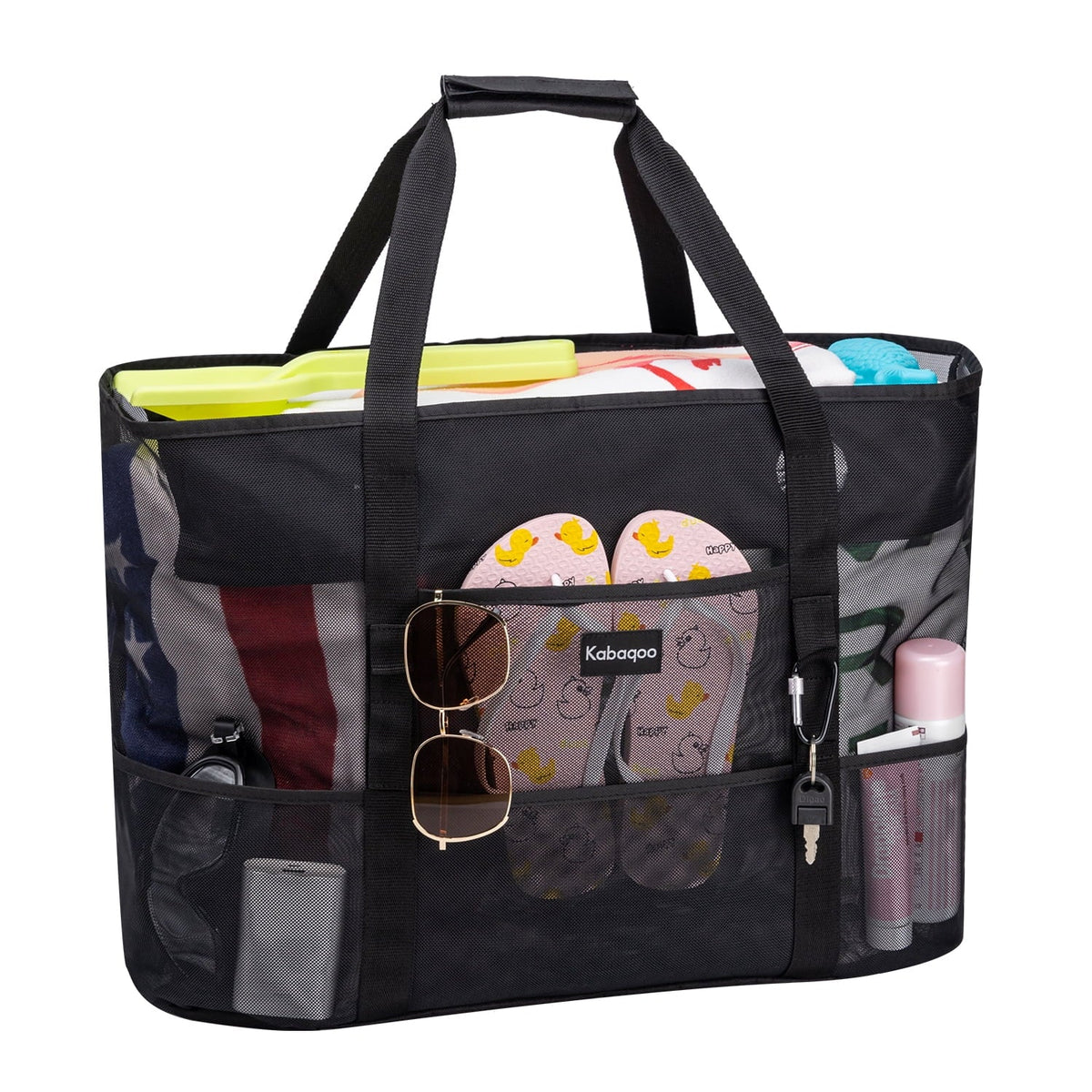 Orange Mesh Tote Bag with Zip and Pocket B1513