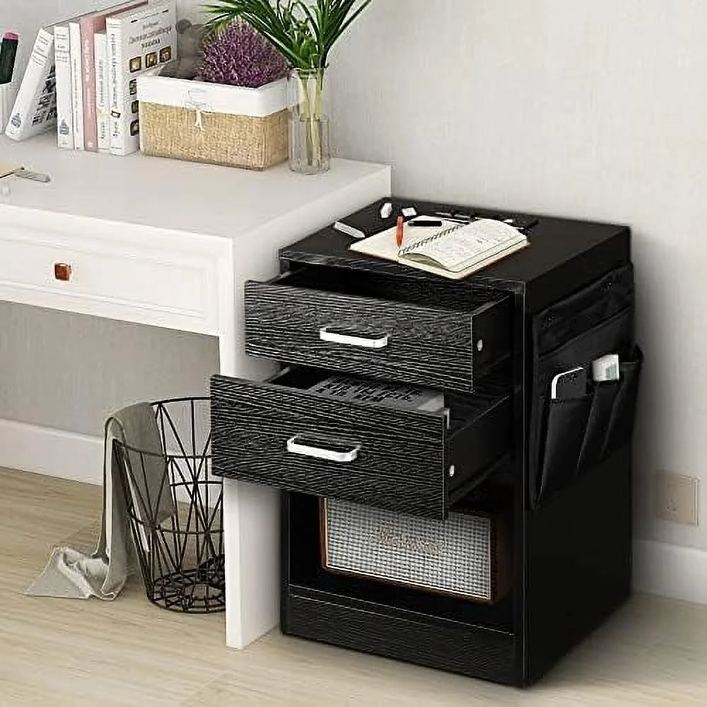 White Nightstand with Charging Station and USB Ports J822