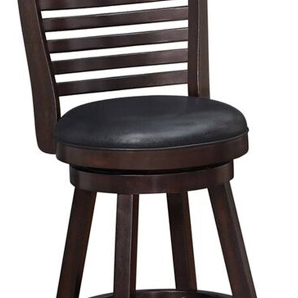 Brown and Black Leatherette Swivel Counter Stool Set of 2 M80182