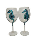 Blue Green Hand Painted Wine Glasses Set Of 2 C568921