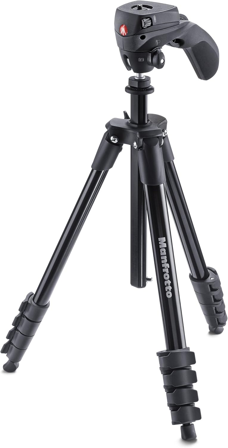 Compact Light Aluminum 4-Section Tripod Kit with Ball Head, Black, Pack of 2 E25409