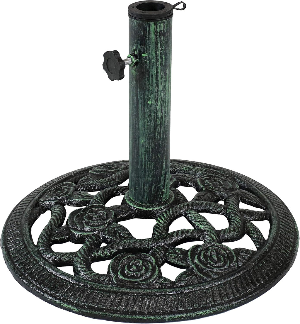Green Cast Iron Patio Umbrella Base Stand A12927