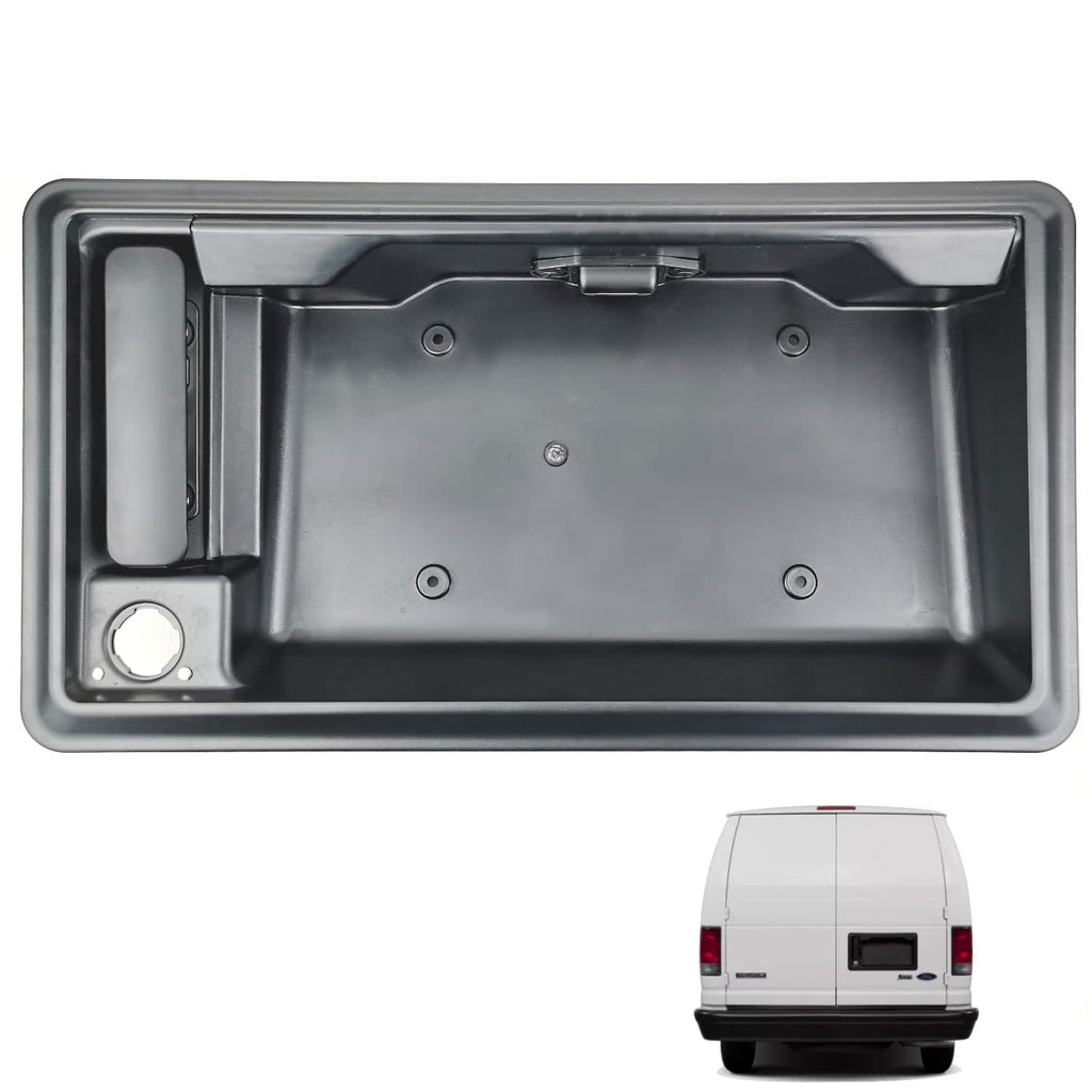 Right Side Rear Exterior Cargo Door Handle & License Plate Housing Frame Bracket for 08-21 Ford E150 E250 E350 E450, Pack of 2 W991