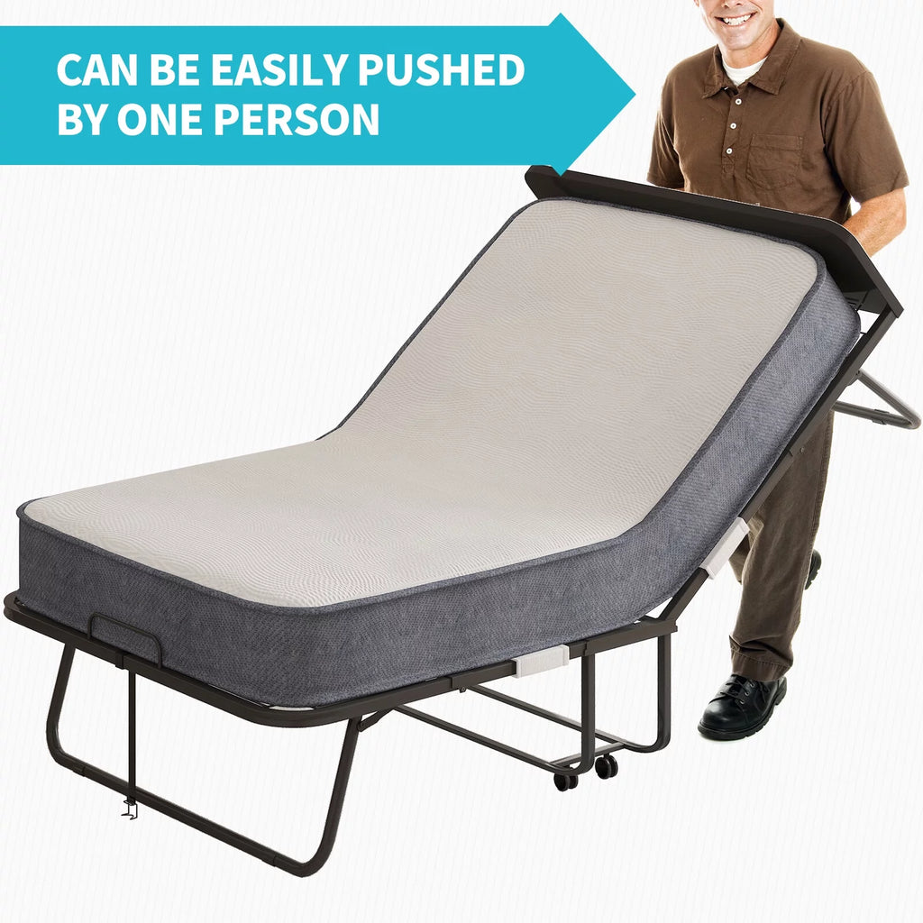 Folding Bed with Memory Foam Mattress and Headboard R644827