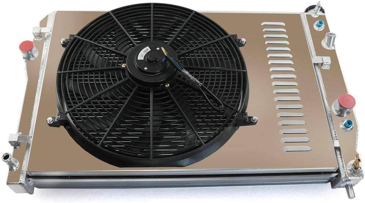 3 Row Aluminum Radiator with Electric Fan Shroud Thermostat Kit E254
