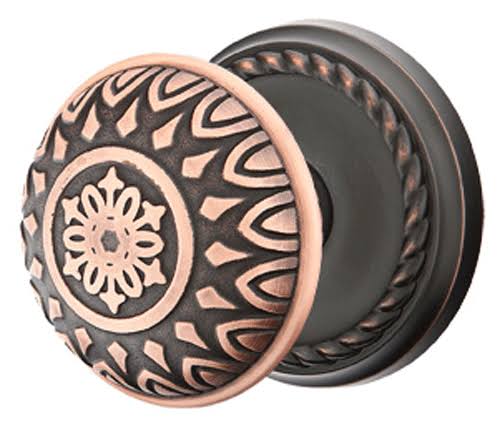 Solid Brass Door Knob Set with Rope Rosette T7994