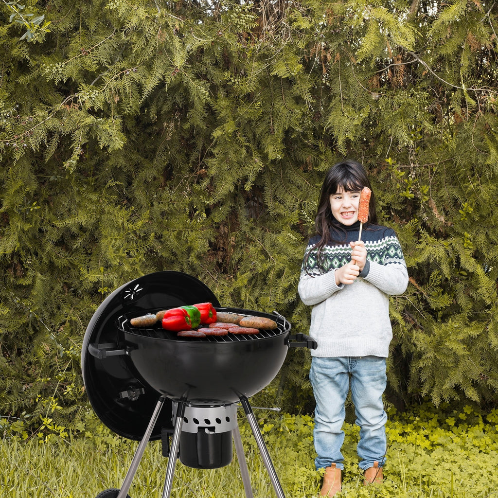 22" Enamel Charcoal Kettle Grill with Thermometer I635864