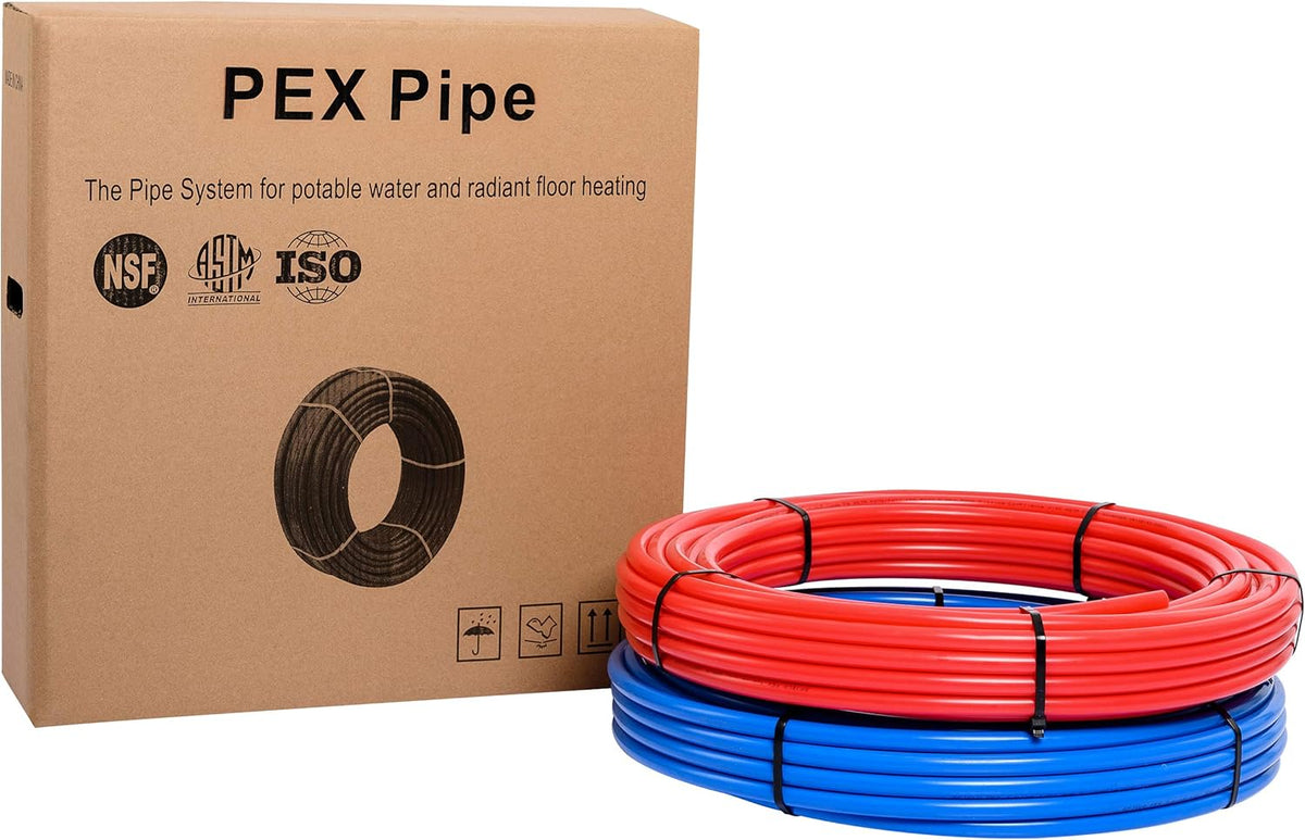 Blue & Red 1/2 inch 2 Rolls x75 ft (150 ft) Pex-b Pipe/Tubing with Pipe Cutter M73525