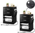 White Nightstand with Charging Station and USB Ports J822
