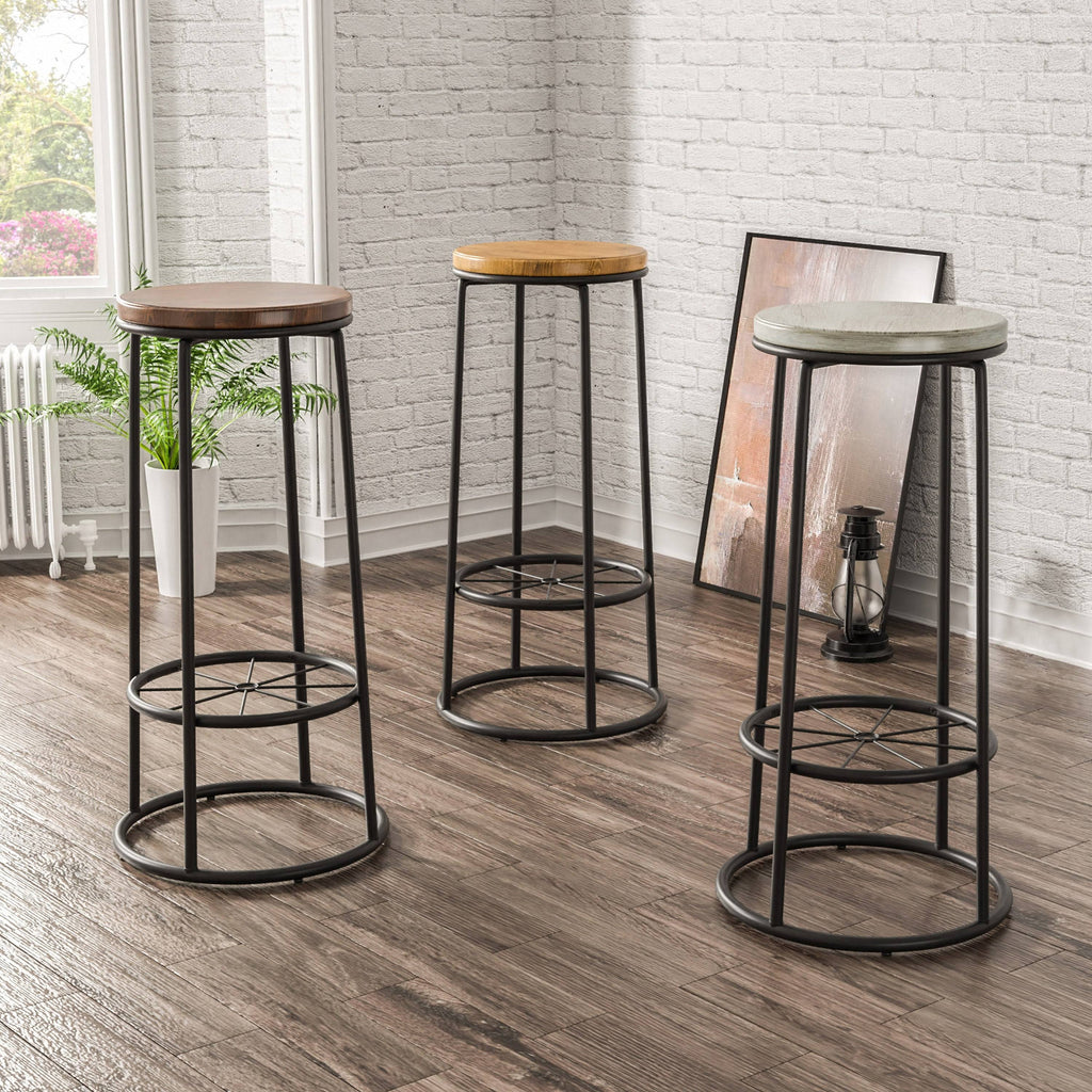 Rustic Metal Barstools Set of 2 A767