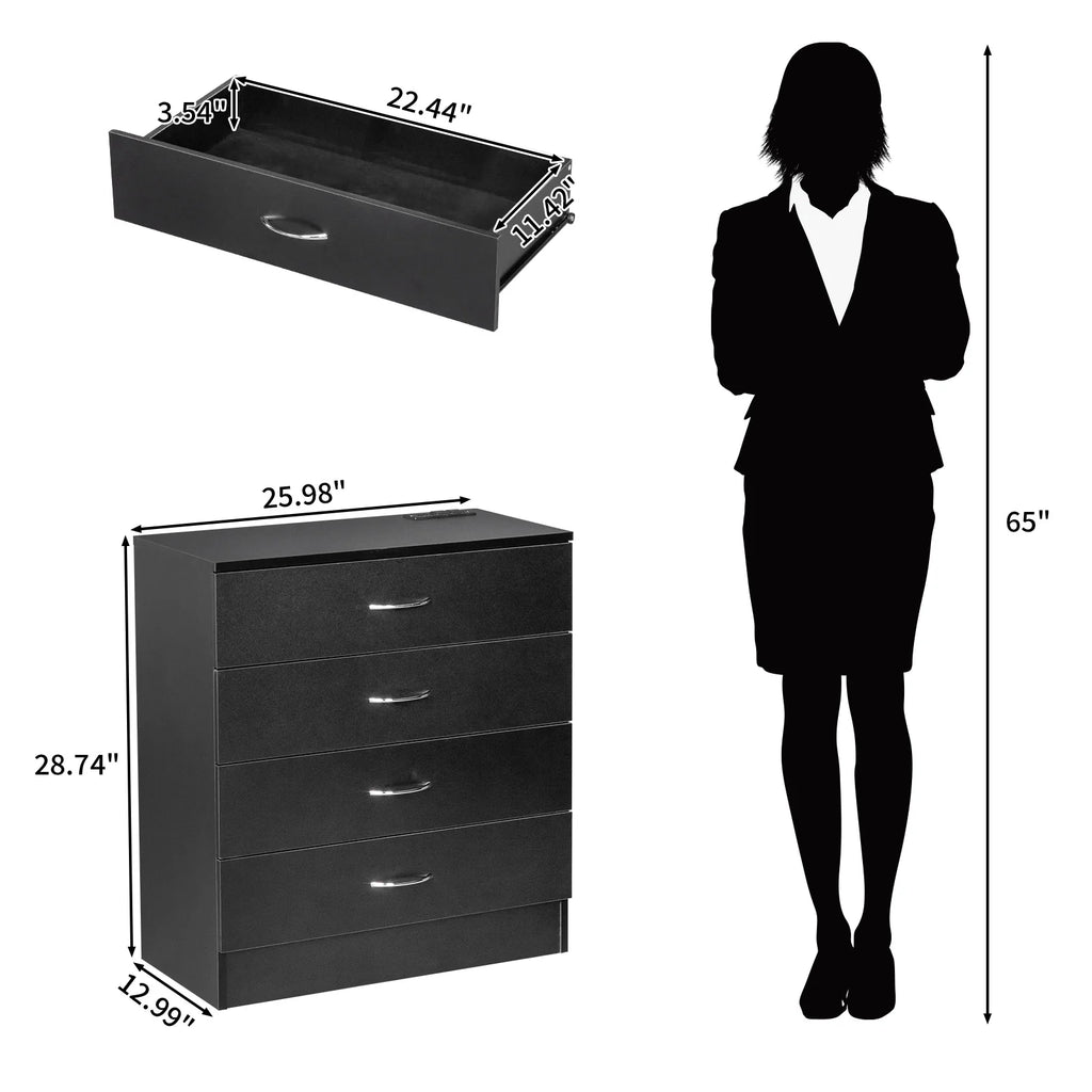 Black 4 Drawer Dresser with Power Outlets C58824