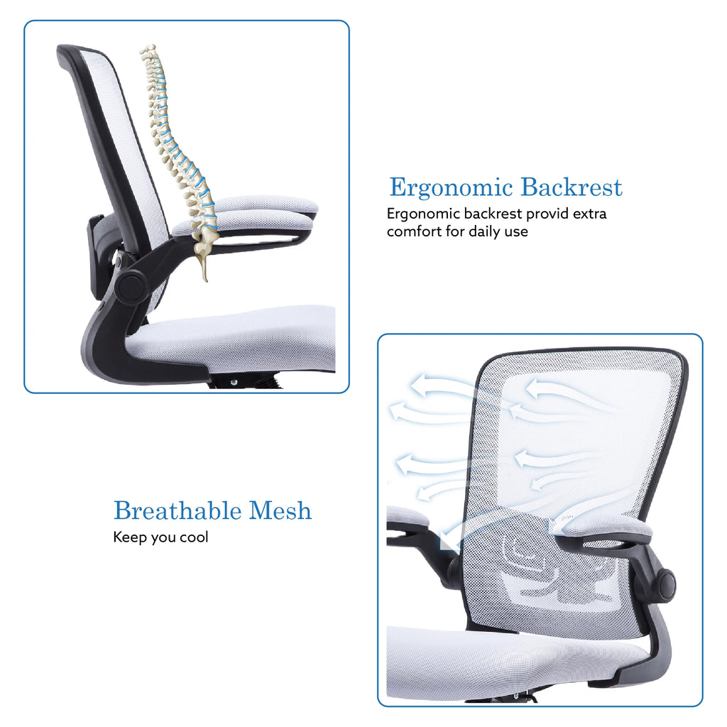 White Ergonomic Mesh Drafting Chair with Foot Ring Q689423