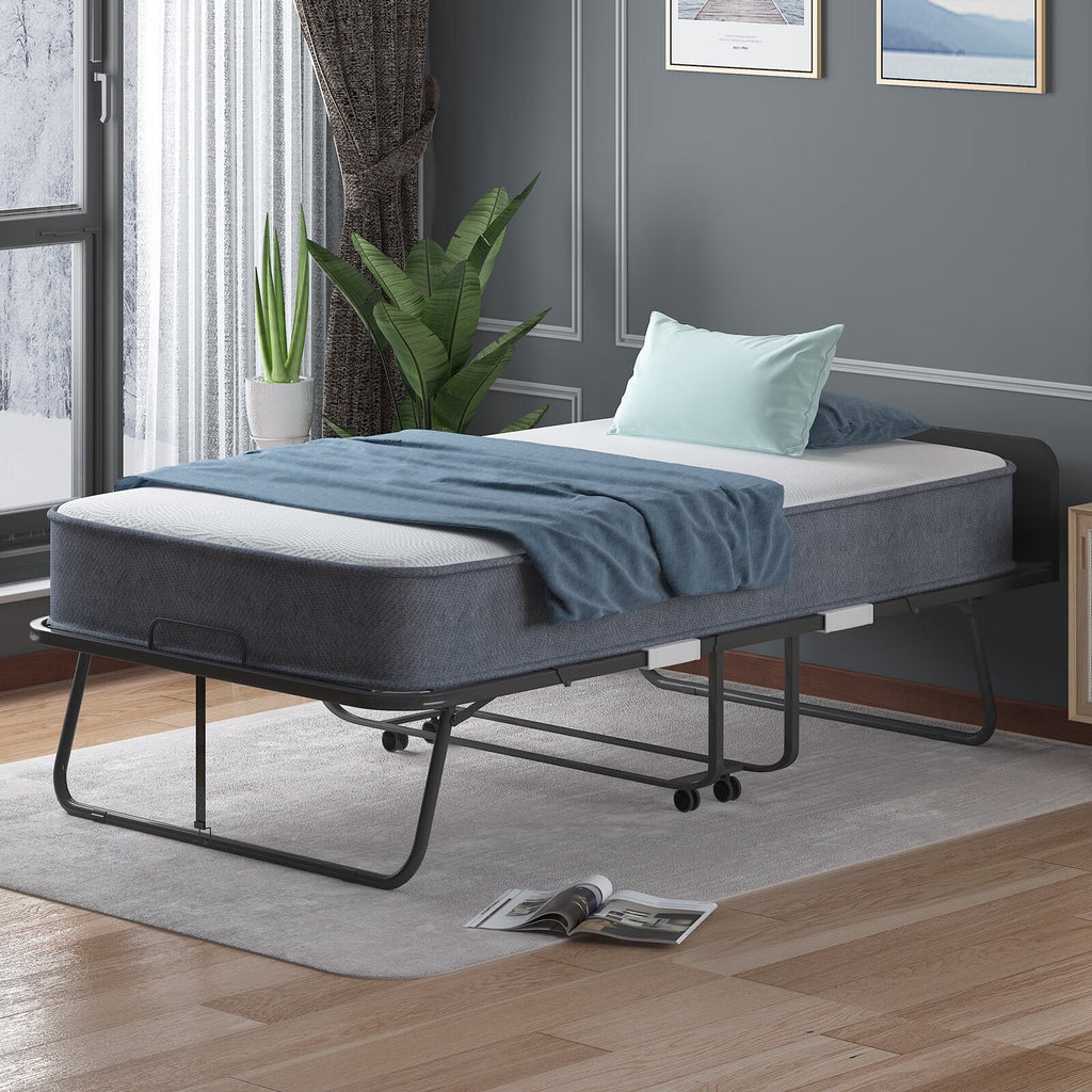 Folding Bed with Memory Foam Mattress and Headboard R644827