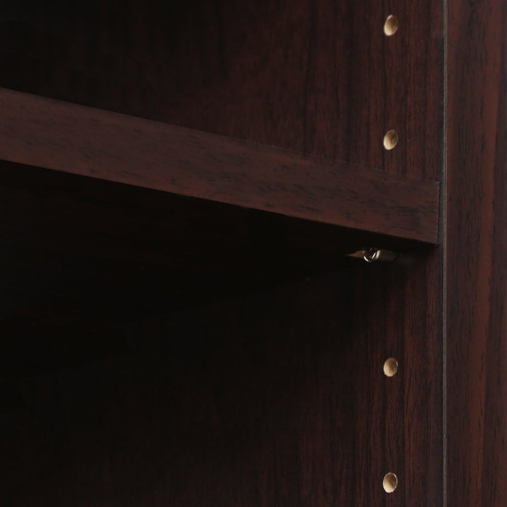 3-Tier TV Stand with Glass Doors and Casters, Espresso A637993