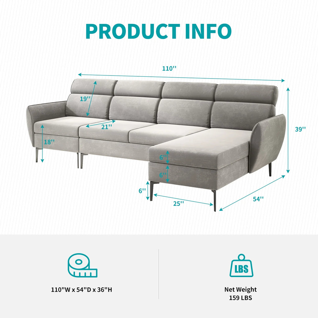 Linen Fabric L-shaped Sectional Sofa Q33908