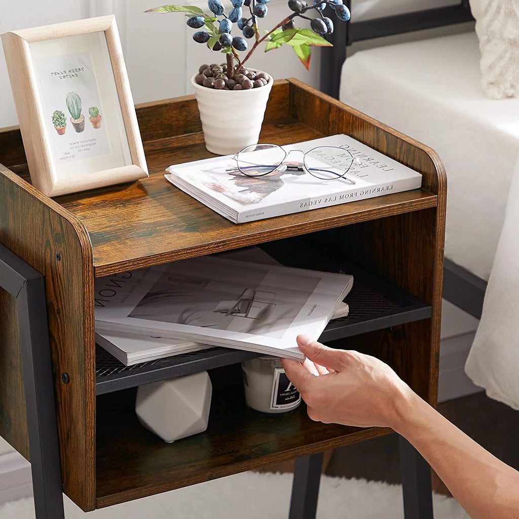 Set of 2 2-Tier Storage Nightstand K406